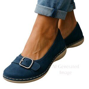 CG Women's BYRON Blue Slip On Buckle Accent Round Toe Casual Loafer Shoes Sz 8.5